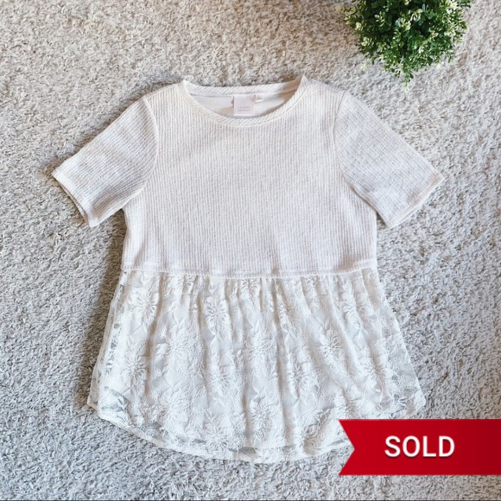 SOLD - Lauren Conrad Knit & Lace Peplum Blouse